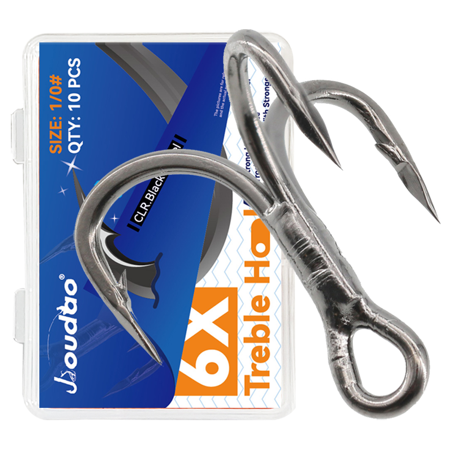 Fishing Hook Assortment - 6X haczyki wędkarskie czarne 10 sztuk/pudło
