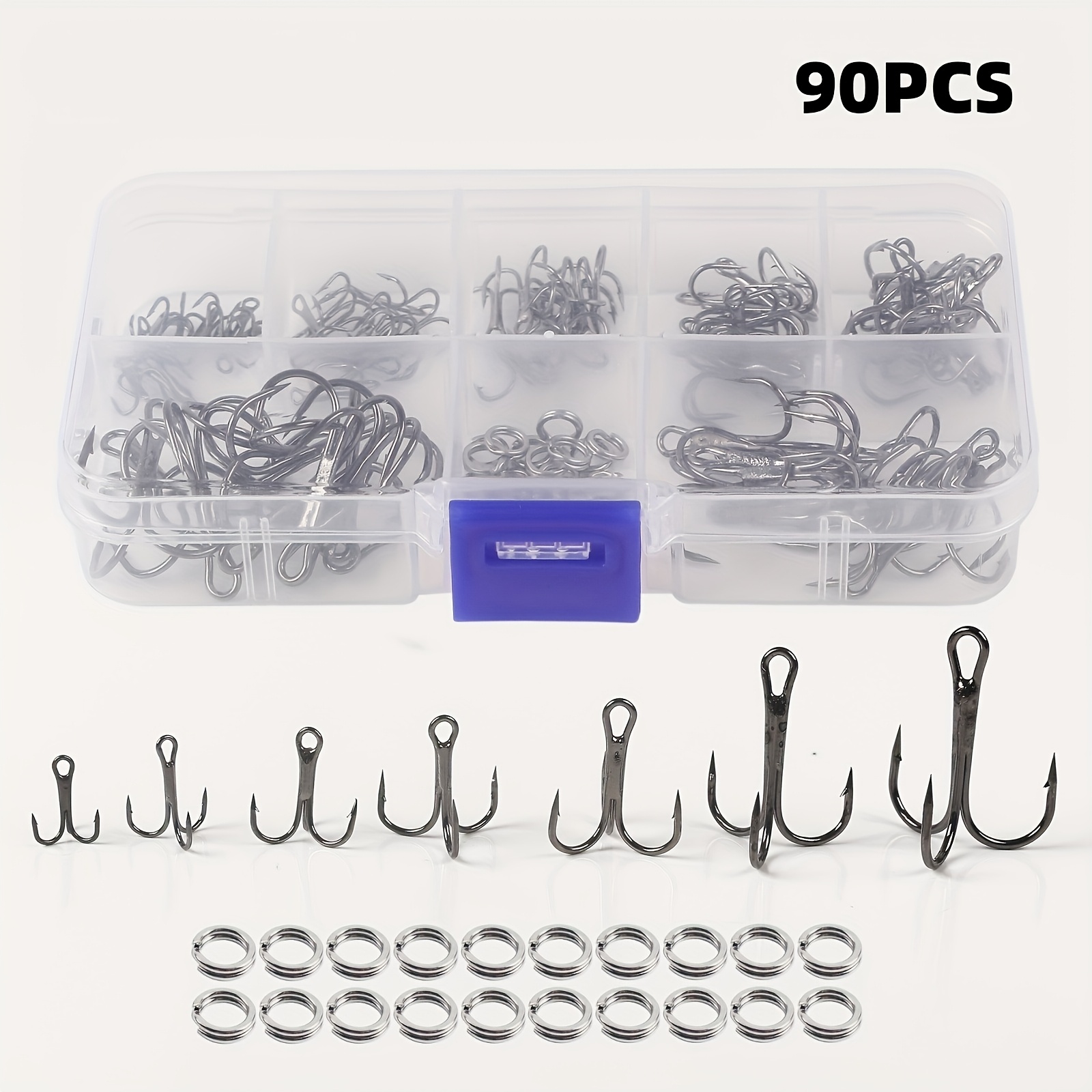 Fishing Hook Assortment - 90 sztuk/zestaw Zestaw haczyków potrójnych do